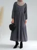 Ethnic Clothing Autumn Cotton Abaya Muslim Long Dresses For Women Winter Clothes Dubai Turkey Hijab Dress Ramadan Eid Modest Islam Outfit