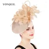 Bérets Big Kenducky Hat Fascinator Femmes Épingle À Cheveux De Mariage Casque Élégant Dames Fantaisie Plumes Fedora Cap Accessoires