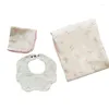 Blankets 3PCS Baby Drooling Bib Handkerchief Receiving Blanket Set Infant Shower Gift Dropship