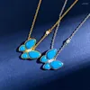 Pendentif Colliers Haute Qualité Turquoise Bleu Papillon Collier Femelle Clavicule Chaîne Pour La Mode Femmes Bijoux LN097