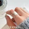 Bröllopsringar Chunky Plain Open Ring 925 Sterling Silver Korean Trendy Minimalist Classic Simple Justerbara ringar breda band smycken för kvinnor 231218