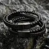 Charm Bracelets Natural Onyx Stone Bracelet Handmade Braided Black Coffee Leather Stainless Steel Magnetic Buckle Bangles Male Jewelry