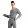 Men's Thermal Underwear High Quality Long johns men thermal underwear sets thin fleece elastic material soft V-neck undershirtunderpants size L to 4XL 231218