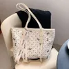 Nuova semplice borsa alla moda con motivo a farfalla ricamato in denim Tote da donna di grande capacità