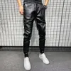 Mens Pants Pu Leather High Quality Winter Korean Luxury Clothing Big Size Windproof Casual Warm Trousers Black Pantalon Cuero Hombre 231218