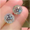 Stud Stud Vecalon nouveauté meilleurs amis 18 carats plaqué or blanc boucles d'oreilles gros diamant boucles d'oreilles pour femmes Zircon livraison directe bijoux E Otkiz