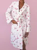 Women's Sleepwear Women Fruit Printed Robe Cute Flower Gown Flannel Bathrobe With Belt