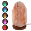 Decorative Objects Figurines Hand Carved USB Wooden Base Himalayan Rock Salt Lamp Air Purifier Night Light Bedroom Decoration Home Drop 231218