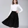 Dresses Anasunmoon Women Pleated Skirts 2017 Bling Bling Glitter Gold Flared High Waist Tutu Party Ladies Spring Summer Midi Skirt Black