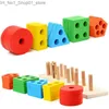 Sortera häckning Stacking Toys Wood Coloring Sortering Monteddori Montosorian Shapes Toy in Wood Montosri Action Game Q231218