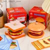 Sortowanie gniazdowania zabawki Montessori Wooden Burger Toys for Toddlers Kids Preschool Educational Play Food z kartami urodzinowymi zabawkami dla Q231218