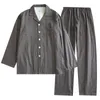 Men's Sleepwear Spring Autumn Men Casual Polka Dot Pajama Sets Male Cotton Suit Long Sleeve Turn-down Collar Shirt  Pants