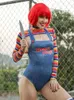 Costumes d'Halloween pour femmes Costumes d'Halloween pour femmes Scary Nightmare Killer Doll Wanna Play Movie Character Body Chucky Doll Costume Set 231218