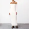 Casual Dresses Hirigin Elegant Women Long Maxi Dress Off-Shoulder Solid Color Slim Fall Spring Cocktail For Party