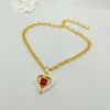 2023 Luxury quality Charm heart shape pendant necklace with red and white color drop earring in 18k gold plated have stamp box PS72470