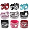 Charmearmbanden Lederen Snap Crystal Button Armband Handgemaakte Brede 18mm Snaps Sieraden