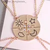 Pendant Necklaces 3/4 Pcs Star Moon Chain Best Friend Pendant Necklace Bff Sister Friendship Choker Men And Women Party Jewelry Accessories GiftL231218