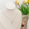 Pendant Necklaces Minar French Silver Plated Copper Freshwater Pearl Hollow Round Circle Zircon Chokers For Women Pendientes