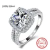 Joyería fina, anillo de Plata de Ley 925 auténtica para mujer, anillo de compromiso con corte de cojín, joyería N60237q