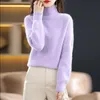 Chandails pour femmes automne et hiver 100% vison cachemire pull tricoté à manches longues pull col haut doux haut tendance 231218