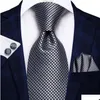 Corbatas para el cuello Corbatas para el cuello Hitie Blue Business Sólido 100% Seda Corbata para hombre Corbata 85 cm para hombres Boda de lujo formal Gravata de alta calidad 23121 Dhgal