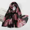 Scarves 2023 Fashion Big Ombre Petal Floral Viscose Scarf Lady Print Soft Voile Shawls And Wraps Pashmina Foulards Muslim Hijab 180 70Cm