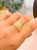 Trouwringen Retro effen goud met diamanten ring en brede arm klein prachtig verguld Instagram coole stijl 231218