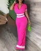 Women's Two Piece Pants Womens Sets Outfit Elegant Striped Top & Wide Leg Set Fashion 2023 Summer Casual Female Clothing