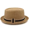 Baretten Heren Dames Klassiek Stro Pork Pie Hoeden Fedora Zonnehoeden Trilby Caps Zomer Boater Street Outdoor Reizen Feest Maat US 7 1/4 UK L