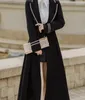 Women's Trench Coats Autumn Winter Womens In French Design Long-sleeve Coat Slim Waist Jacket Mid-length Romantic Lady Black Tops