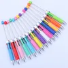 4 colors Refill Beaded Ballpoint Pen DIY Beadable Pens Student Stationery Plastic Gift Pen School Office Pen Supplies