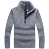 Mens Hoodies Moletons Outono Grosso Quente Malha Pulôver Sólido Manga Longa Gola Suéteres Meio Zip Fleece Winter Jumper Confortável Roupas 231218