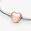 925 Sterling Silver Rose Gold Heart Clasp Snake Chain Armband Fit Autentic European Dangle Charm för kvinnor Fashion Jewelry Acces218N