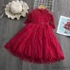 Girl's Dresses Fall Teens Girl Dresses For Child Floral Long Sleeve Gown Children Dresses Lace Flower Party Dress Vestido Infantil 3 to 8 Years