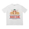 Rhude Tshirt 여름 디자이너 T 셔츠 남자 T 셔츠 고급 문자 인쇄 남성 여성 의류 짧은 슬리브 미국 S-XL