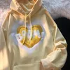 Erkek Hoodies Sweatshirts Love Hooded Sweater Y2K Sonbahar Kore versiyonu Gevşek Uzun kollu gömlek Flock Flock Love Mektubu Ceket Trendi 231218