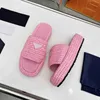 10A Designer Crochet Flatform Slides Crochet Pattern Sandals Platform Slippers Women Mules Summer Beach Rubber Sole Triangle Logo Slide Sandal Size 35-40