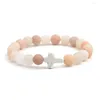 Bracelet élastique en perles de pierre naturelle, brin blanc Turquoise croix mat multicolore Amazonite fantaisie jaspe mousse Agate Rhodonite