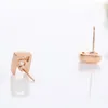 Boucles d'oreilles mignonnes et fines, couleur or Rose, ensemble U CZ pour femmes et filles, bijoux pour enfants, Aros Aretes Orecchini Oorbellen Kolczyki coréen