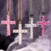 قلادة قلادة أزياء أنثى المعلقات متعددة اللون كريستال يسوع الصليب للنساء قلادة الحزب - وقت الفراغ المجوهرات