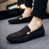 Классические туфли Мужские модные лоферы Дышащие парусиновые кроссовки без шнуровки Повседневные мягкие удобные нескользящие туфли на плоской подошве для вождения Черный Серый 231218