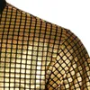 Camisas de vestido masculinas Camisa formal de lantejoulas com botão para baixo 70s Disco Party Brilhante Night Club Homme Costume Stage Wear Button Up
