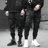 Mens Pants Streetwear Spring Casual Cotton Ribbons Cargo Harajuku Fashion Slim Fit Black Joggers Men 231218