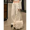 Pantalon féminin hiver y2k streetwear cargo blanc femme hippie oversize jogger coréen style large jambe pantalon harajuku mode kpop girl