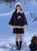 Werk Jurken Winter Rood Warm Kerst Tweedelige Set Vrouwen Plaid Preppy Stijl Zoete Rok Pak Vrouwelijke Koreaanse Vintage Jaar 2024