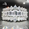 Cluster Rings YaYI Jewelry Top Quality Princess Cut White Cubic Zirconia Silver Color Engagement Wedding Party Gifts