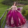 Prachtige Rode Quinceanera Jurken Goud Applique Kant Kralen Baljurk Prinses Verjaardagsfeestje Sweet 16 vestidos de 15 Gothic