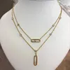 Hänge halsband guld delikat dubbelskikt kristall för kvinnliga hängen choker halsband party smycken present mujer moda mod