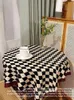 Table Cloth Checkerboard grid tablecloth grid festive table mat Christmas and Year decorative tablecloth 231216