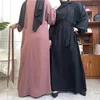 Roupas étnicas Ramadan Abaya Dubai Muçulmano Hijab Vestido Nida Básico Cinto Fechado Abayas para Mulheres com Bolsos Turquia Islâmica Kaftan Robe